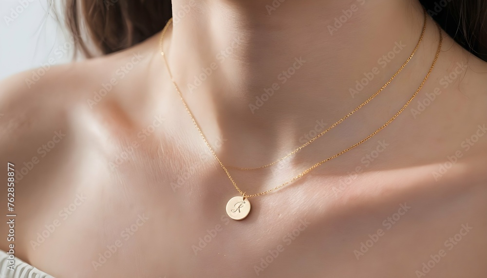 A Minimalist Gold Necklace With A Small Engraved Upscaled 2