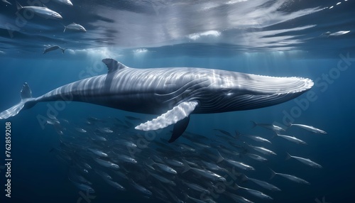 A Blue Whale Swimming Through A School Of Sardines Upscaled 6 © Eman