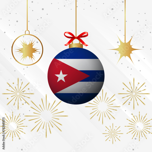 Christmas Ball Ornaments Cuba Flag Celebration