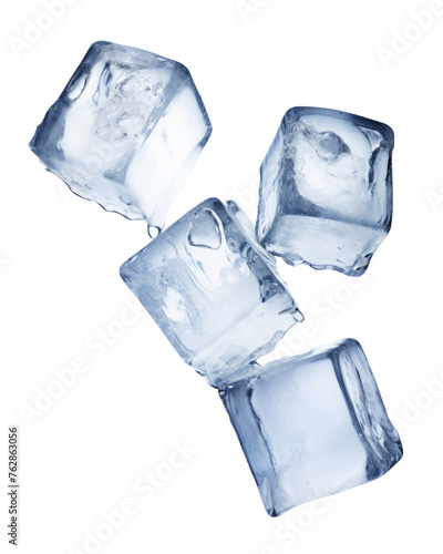 Falling ice cube, isolated on white background, clipping path, full depth of field