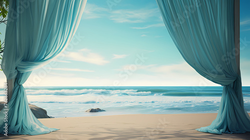 Panoramic view with tulle curtains