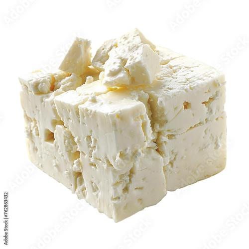 Feta cheese, transparent background, isolated image, generative AI
