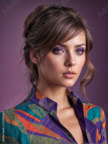 Beautiful fashion woman model in photo studio