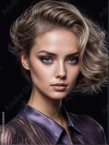 Beautiful fashion woman model in photo studio