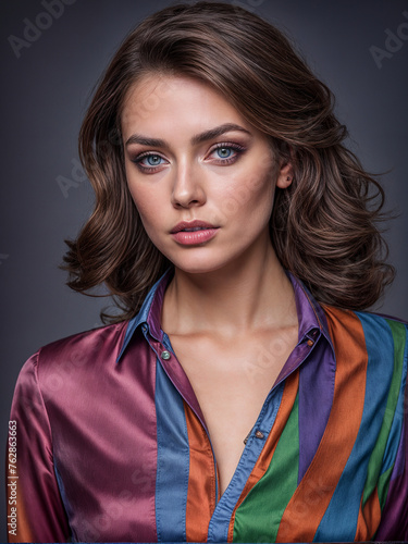 Beautiful fashion woman model in photo studio