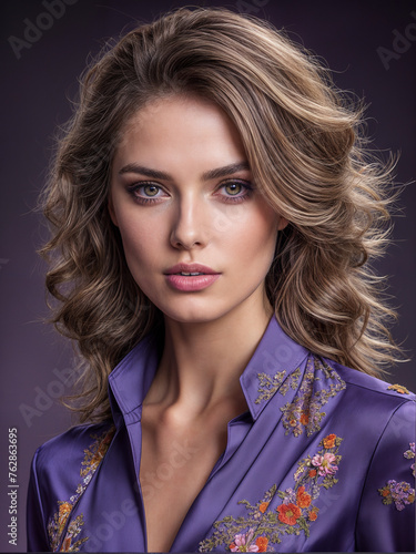 Beautiful fashion woman model in photo studio