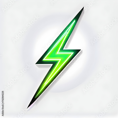 Vibrant Green: Neon Lightning Icons(Generative AI)