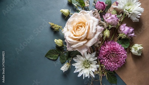 Floral background with space on left, isolated on white