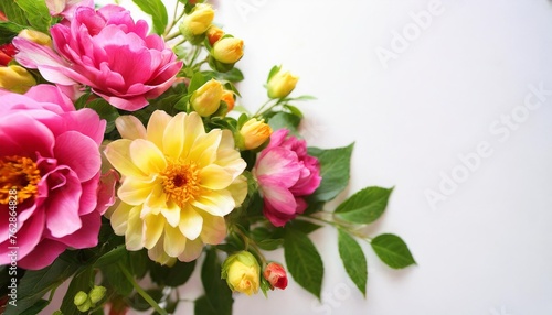 Floral background with space on right, isolated on white