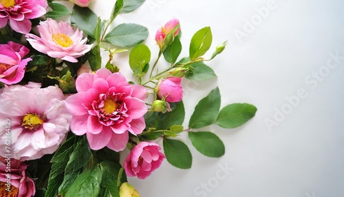 Floral background with space on right, isolated on white