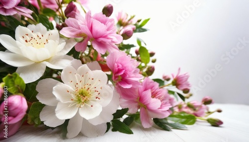 Floral background with space on right, isolated on white