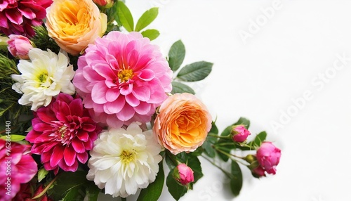 Floral background with space on right, isolated on white