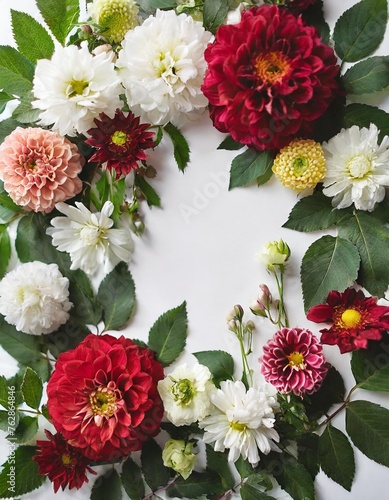 Floral background with space on center, isolated on white