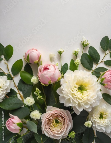 Floral background with space on top, isolated on white