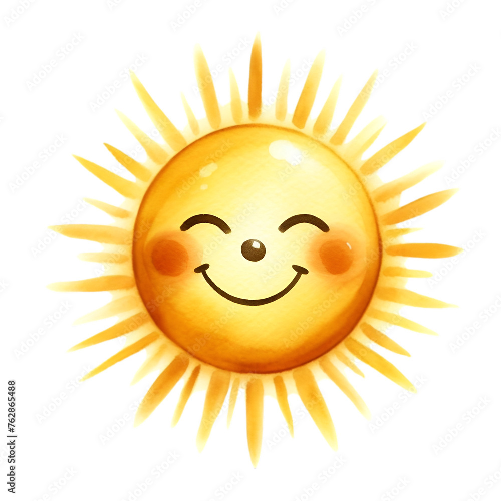 A bright yellow cartoon sun with a big smile radiates sunshine