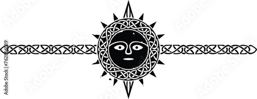 Ornate Celtic Pattern Circle Header with Tribal Sun Compass