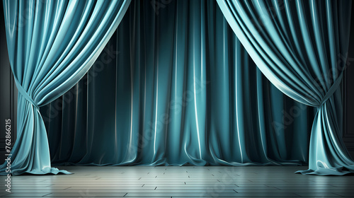 The product podium scene adopts soft light-colored tulle curtains