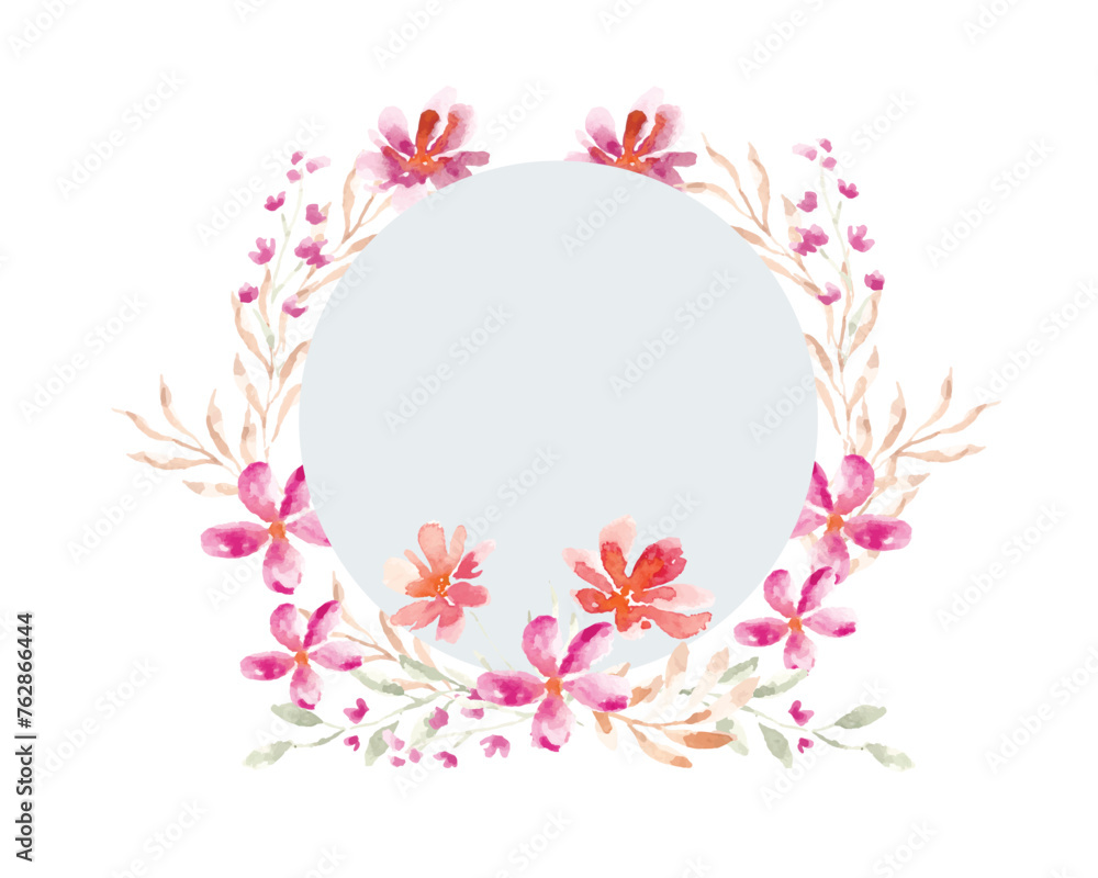 Wild Watercolor Flower and Leaves Wreath