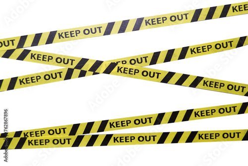 Keep out, police line, Caution lines isolated. Warning tapes. Danger signs.