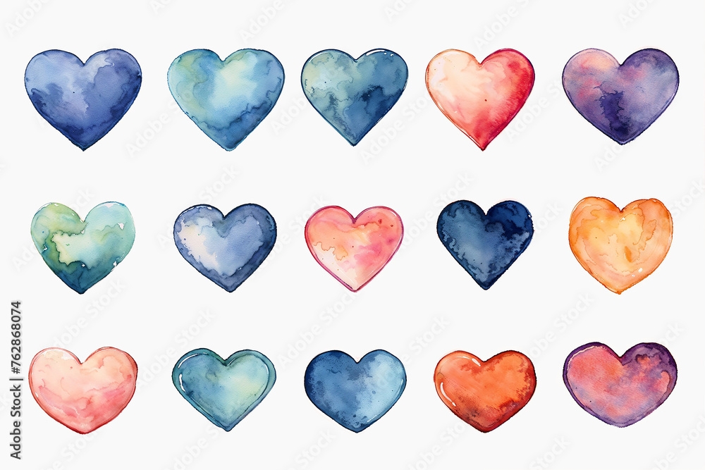 Watercolor Isolated Hearts