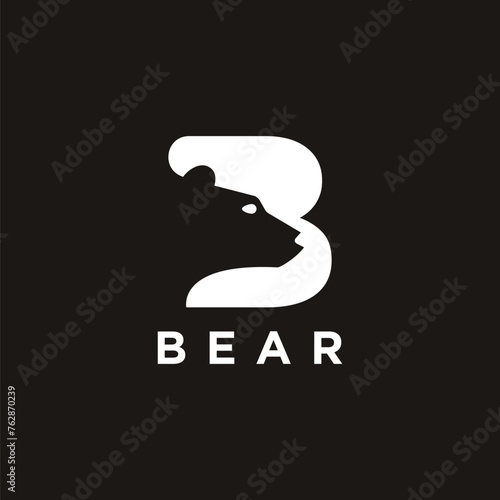 Letter B for bear logo icon vector template on black background