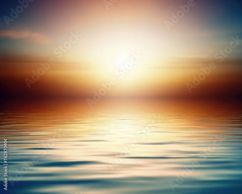 Beautiful sunset over the calm surface of the ocean