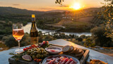 You take in the stunning view of the sunset over the river sipping on a glass of cold crisp rosé and nibbling on a savory picnic of cured meats olives and crusty bread.