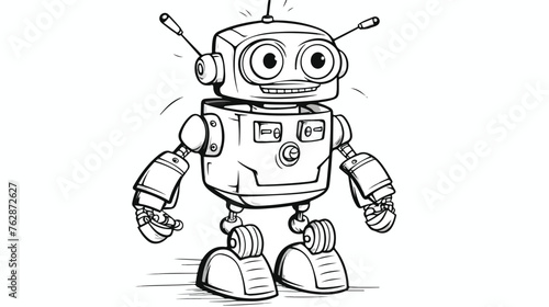 Vector Line Style Robot isolated on white backgroun
