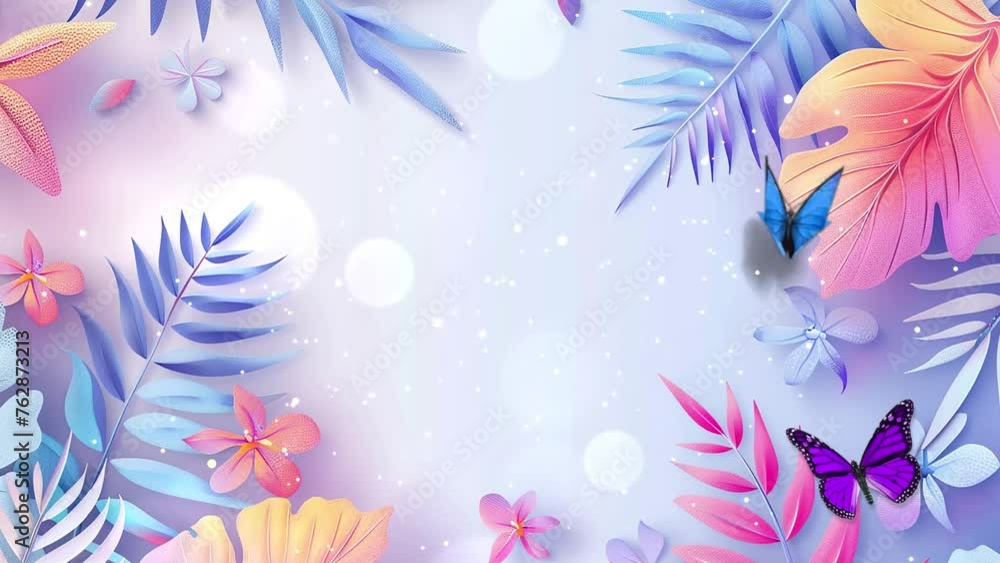 summer background banner with beauty fantasy paper cut leaves. seamless looping overlay 4k virtual video animation background summer background banner with beauty fantasy paper cut leaves. seamless looping overlay 4k virtual video animation background
