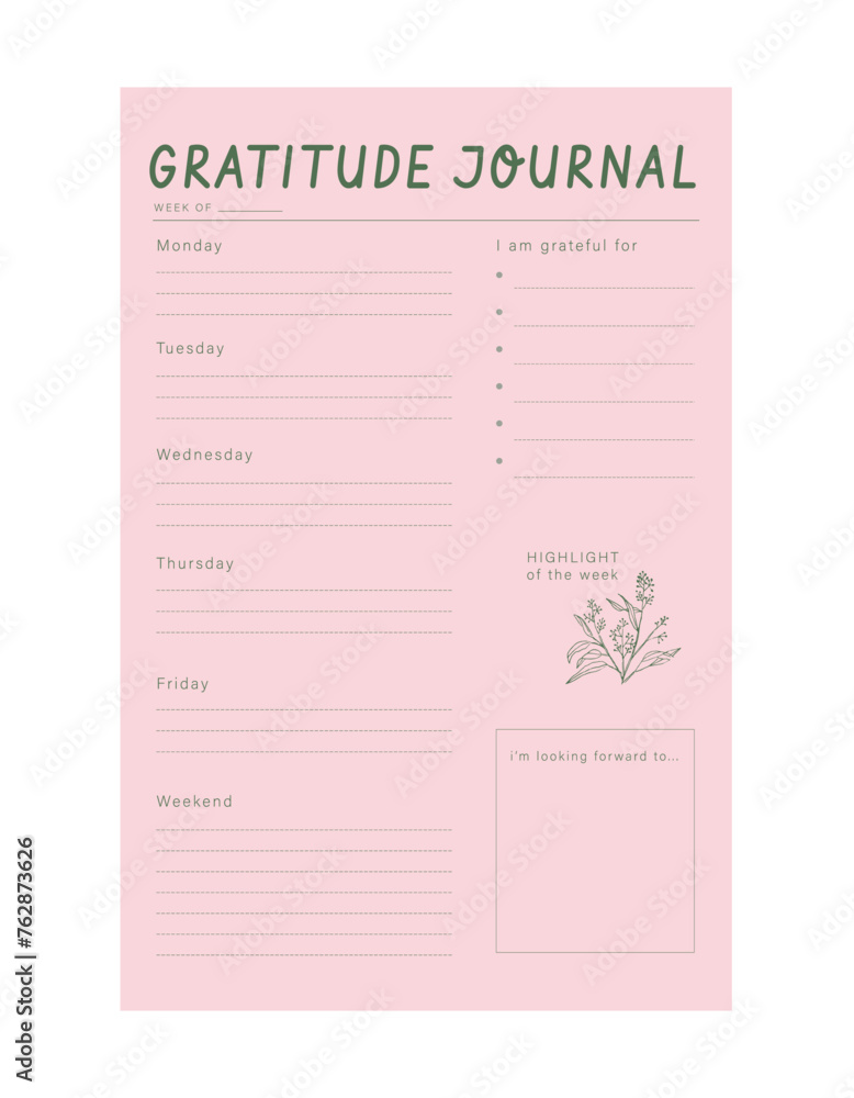 Gratitude Journal planner. (Happiness) Minimalist planner template set. Vector illustration. Gratitude Journal planner. (Happiness) Minimalist planner template set. Vector illustration.