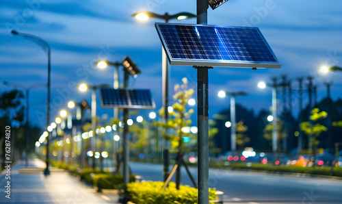 Solar street lights on urban streets