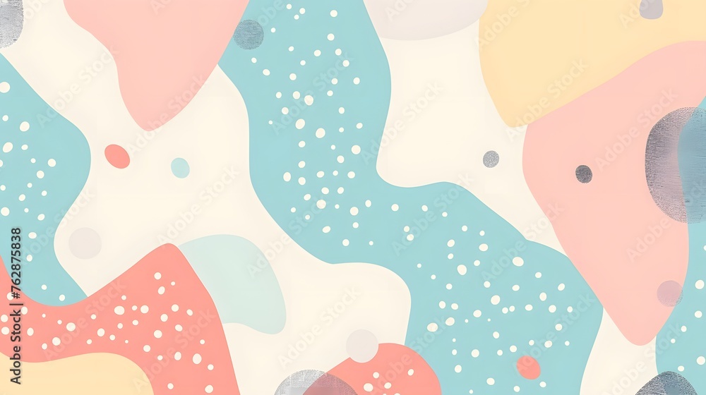 Abstract Pastel Artwork: Blue, Pink, and Cream Hues with Dotted Textures