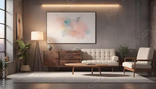 Minimalist loft urban home interior design of modern living room 10