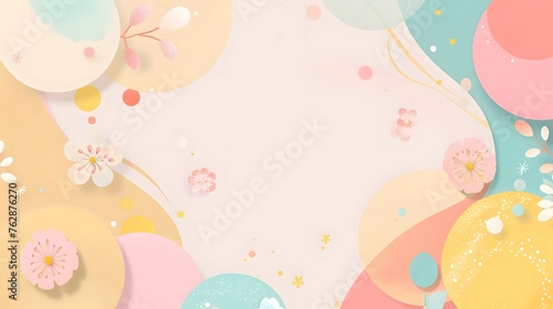 Elegant Floral Pastel Background with Blooming Flowers and Sparkling Stars for Spring Decorations