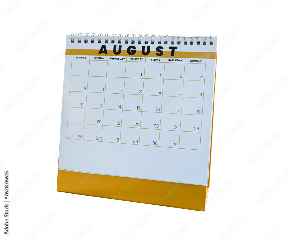 August 2024 calendar. Page of the annual a desk calendar isolated on transparent background. PNG File August 2024 calendar. Page of the annual a desk calendar isolated on transparent background. PNG File