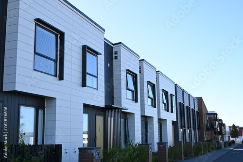 Konstfotografi Terraced housing in Auckland suburb