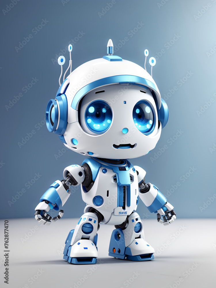 A cute blue robot with incredible intelligence A cute blue robot with incredible intelligence