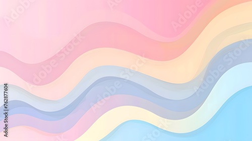 Abstract Pastel Waves: Calming Digital Art in Pink, Blue, and Cream Hues. Modern Aesthetic Wallpaper