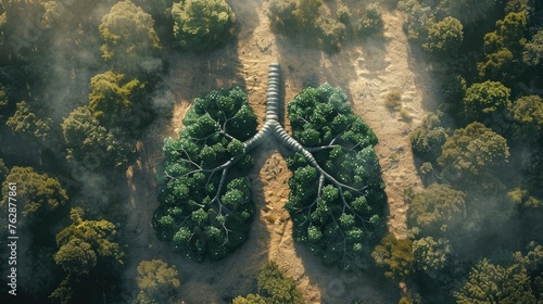 A pair of lungs illustrated by trees, emphasizing the importance of clean air for respiratory health