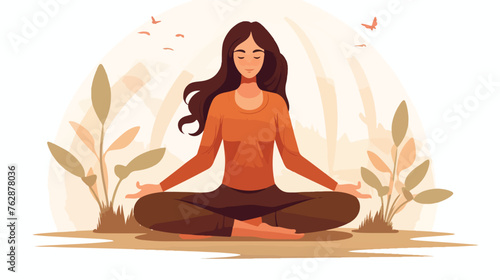 Woman meditating vector illustration flat vector il
