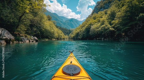 Kayaking down a gentle river