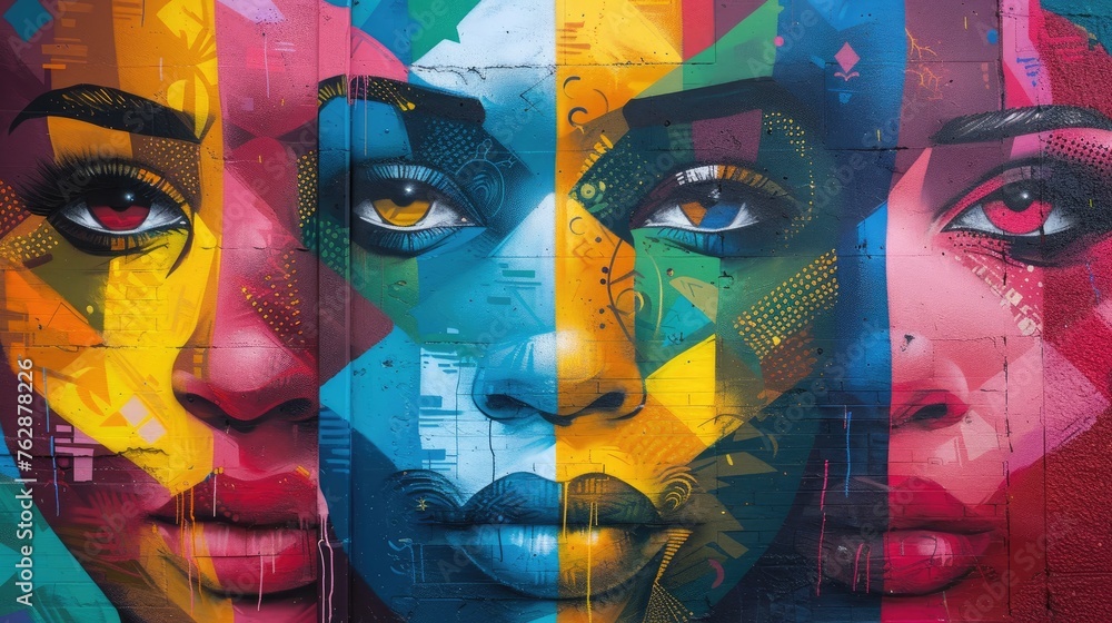 Obraz premium Vibrant street art tour in urban alley