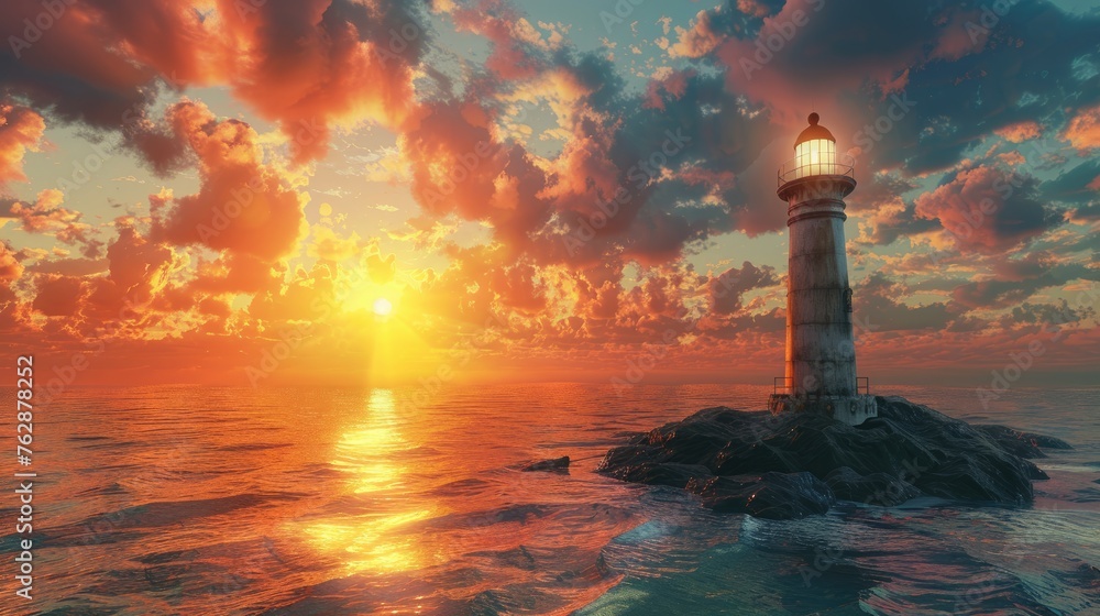 Abandoned lighthouse exploration at sunset
