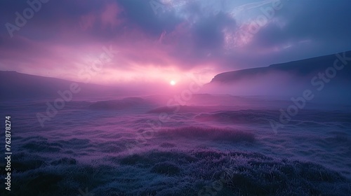 Misty moorland photography expedition at dawn