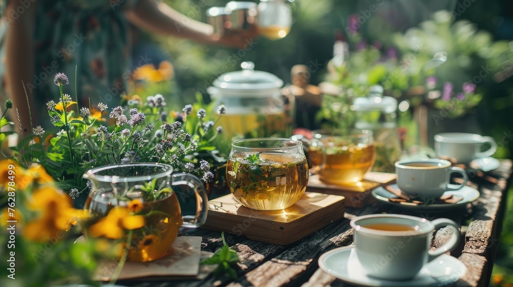 Herbal tea tasting in a garden