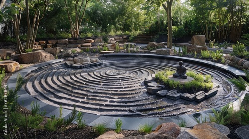 A peace garden dedicated to mental health  offering a serene space for reflection and relaxation