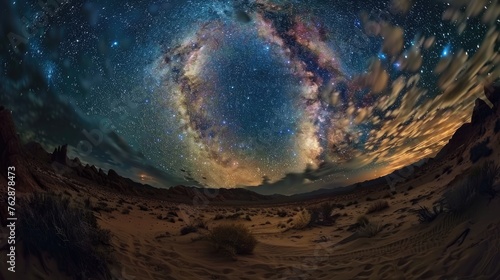Desert night sky time-lapse photography
