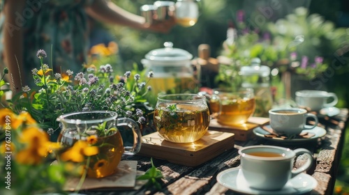 Herbal tea tasting in a garden