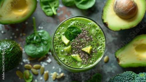 A green smoothie with superfoods, illustrating the trend towards nutrient-rich diets