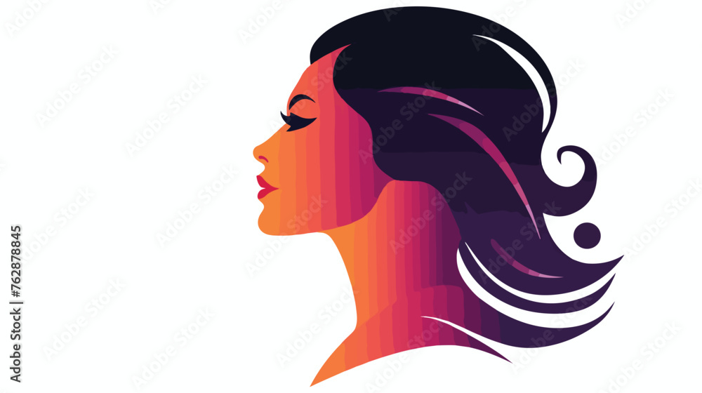 Womans face profile silhouette isolated vecor logo.